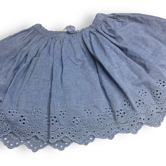 CAT & JACK Size L 10/12 Chambray Eyelet Full Pullon Cotton Skirt - Picture 9 of 10